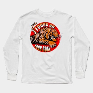 Jumping Tiger with Motivational Words Long Sleeve T-Shirt